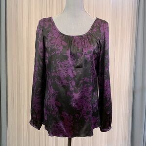 🍁$9 sale🍁SEMATIKS silk top pullover scoop/ruch neckline long sleeves women’s S